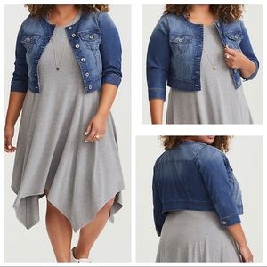 torrid collarless jean jacket